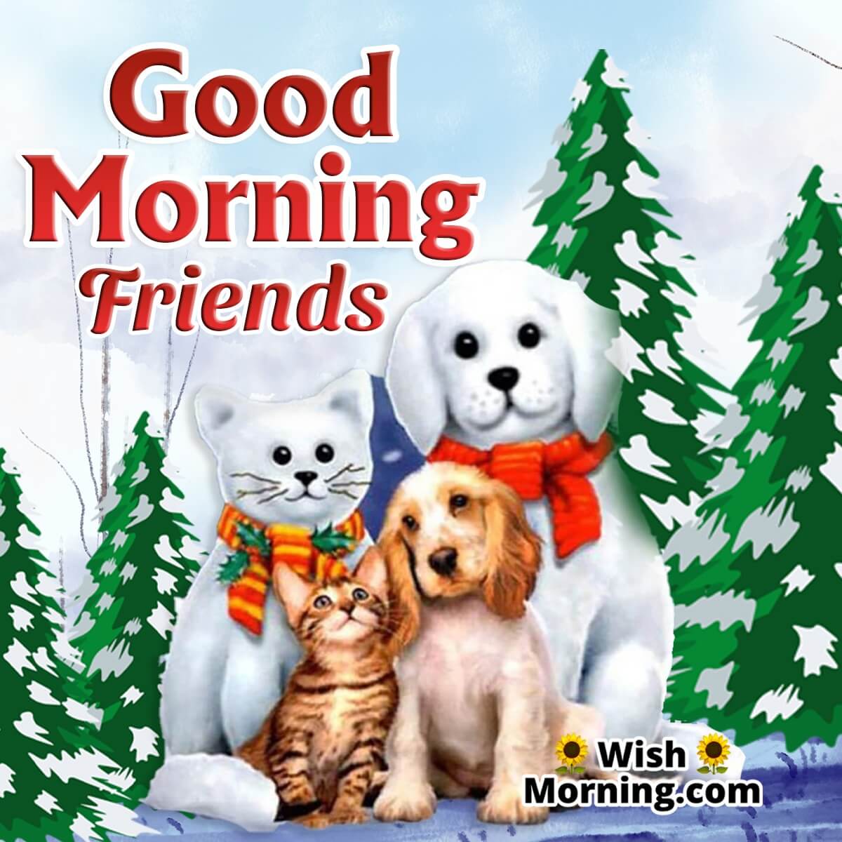 Good Morning Friends Dogs Image