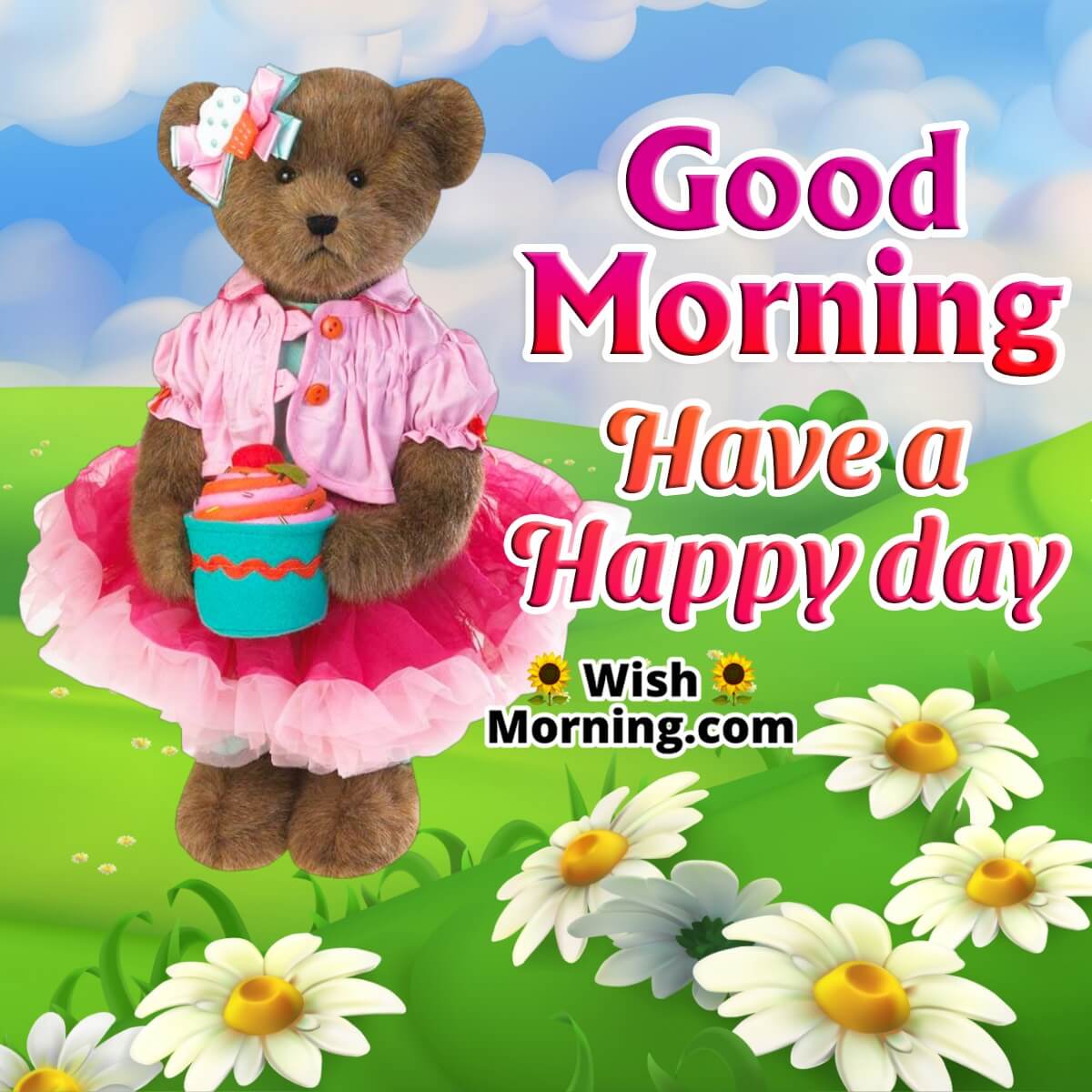 Good Morning With Happy Teddy Bear
