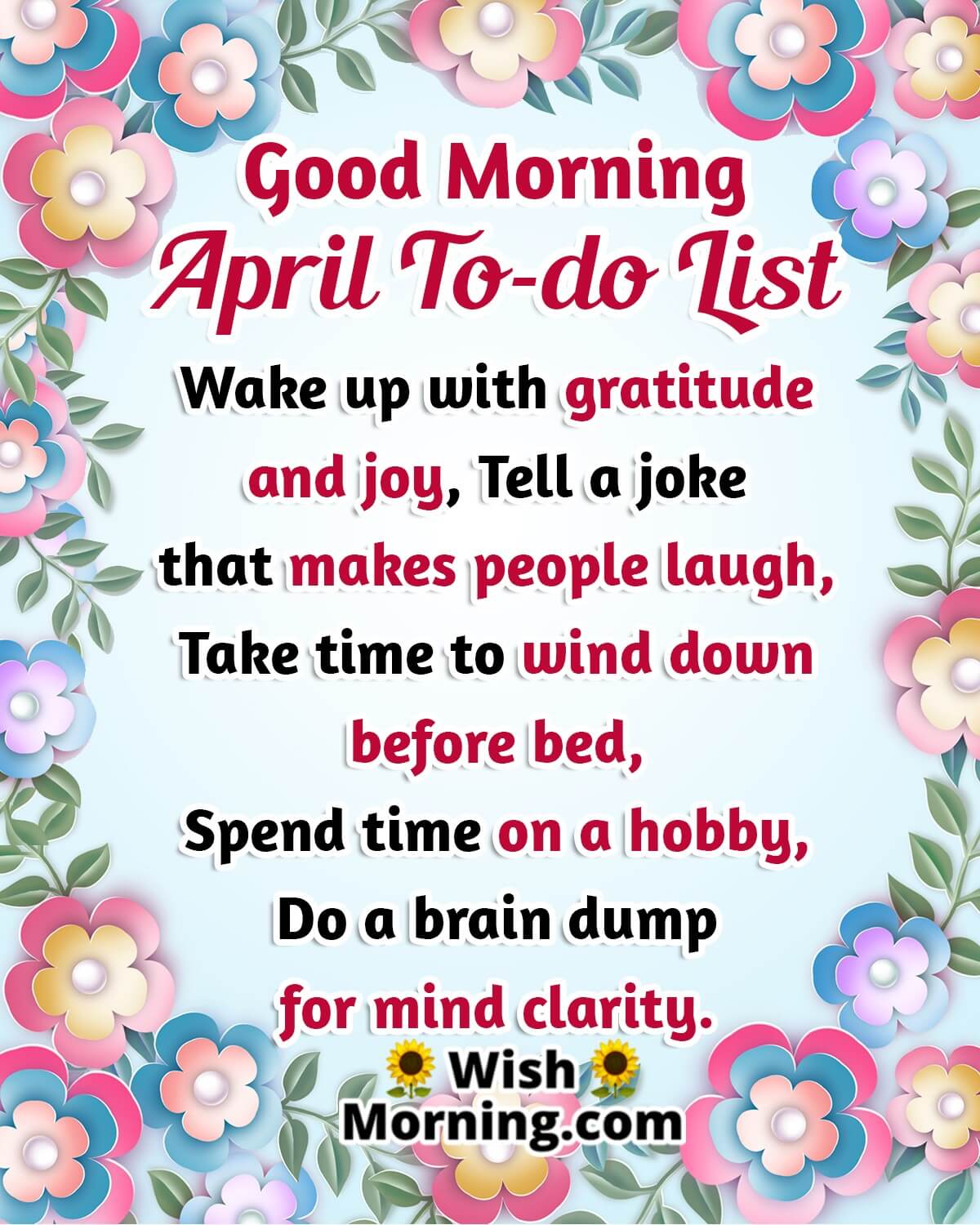 Good Morning April To Do List