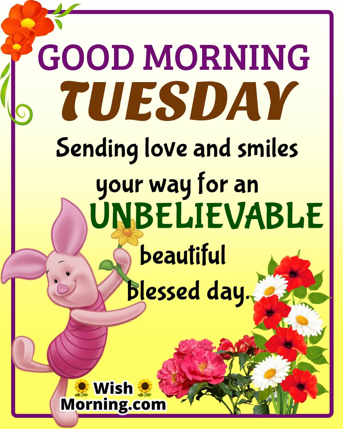 Good Morning Tuesday Sending Love Smiles