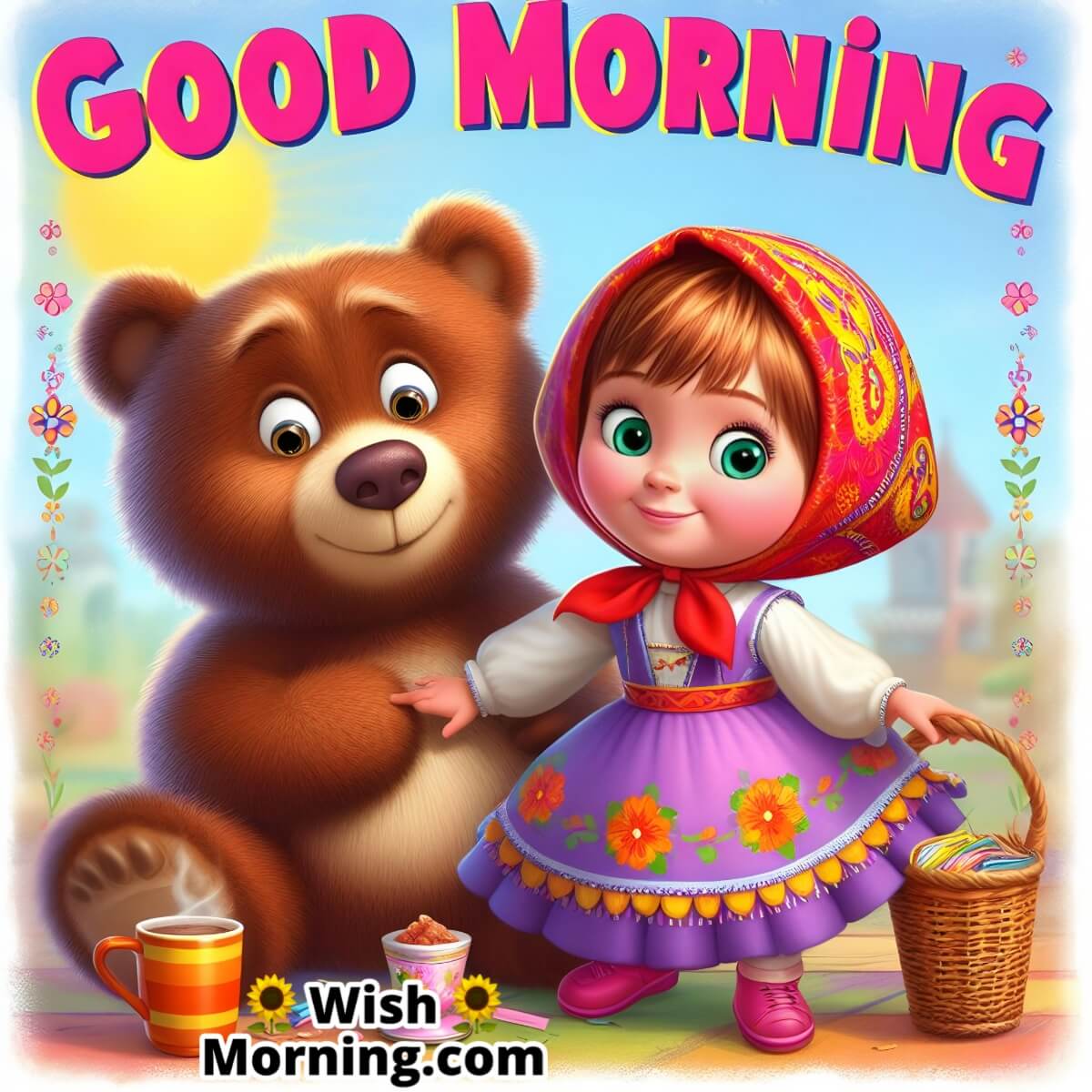 Good Morning Masha With Her Friend Bear