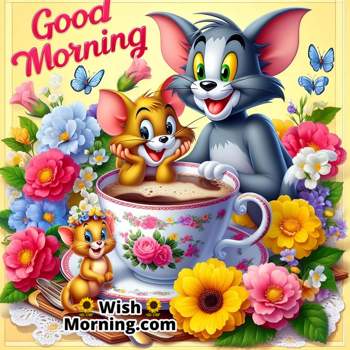 Good Morning Tom And Jerry Coffee Picture