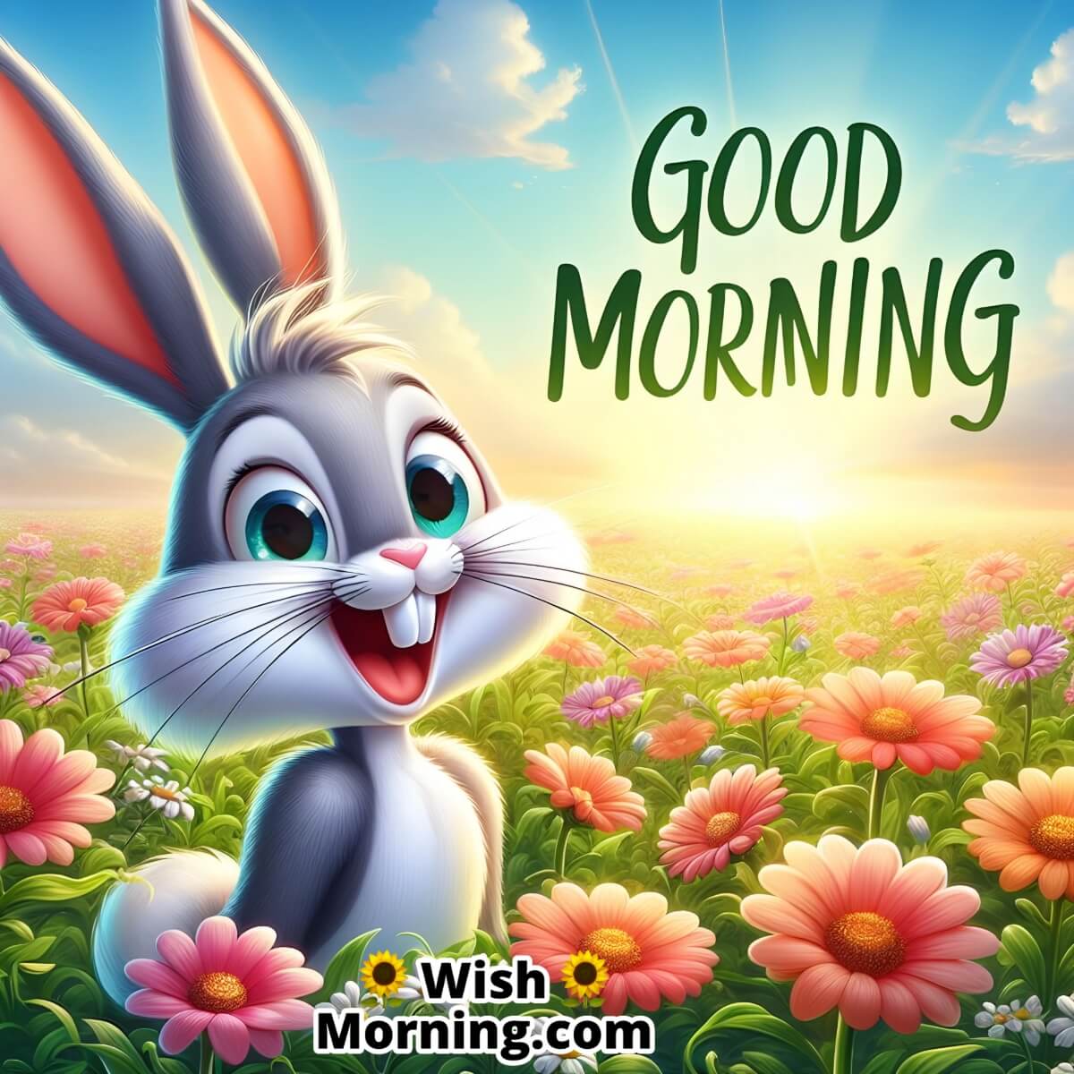 Good Morning Bugs Bunny In Flowers