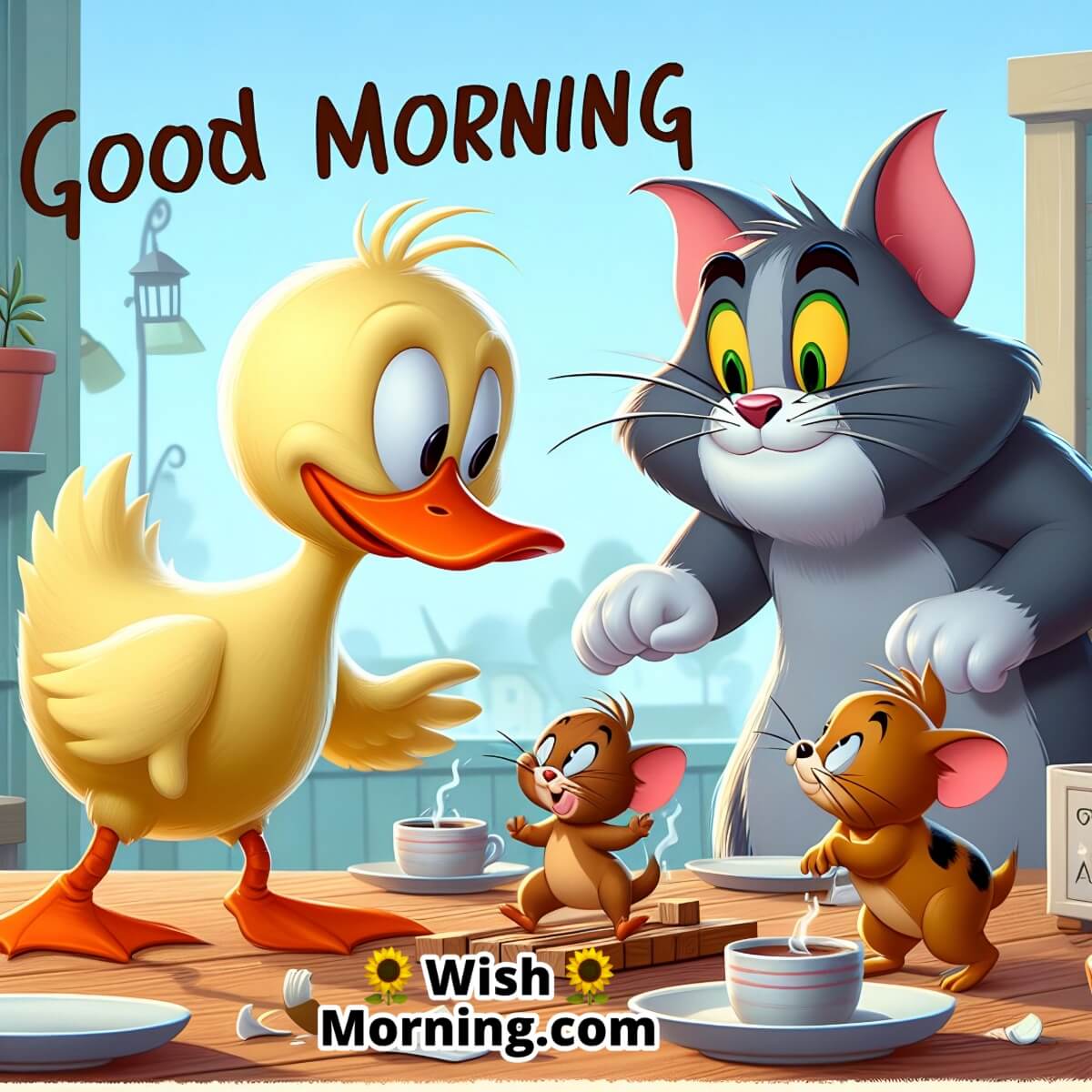 Good Morning Tom And Jerry With Quacker