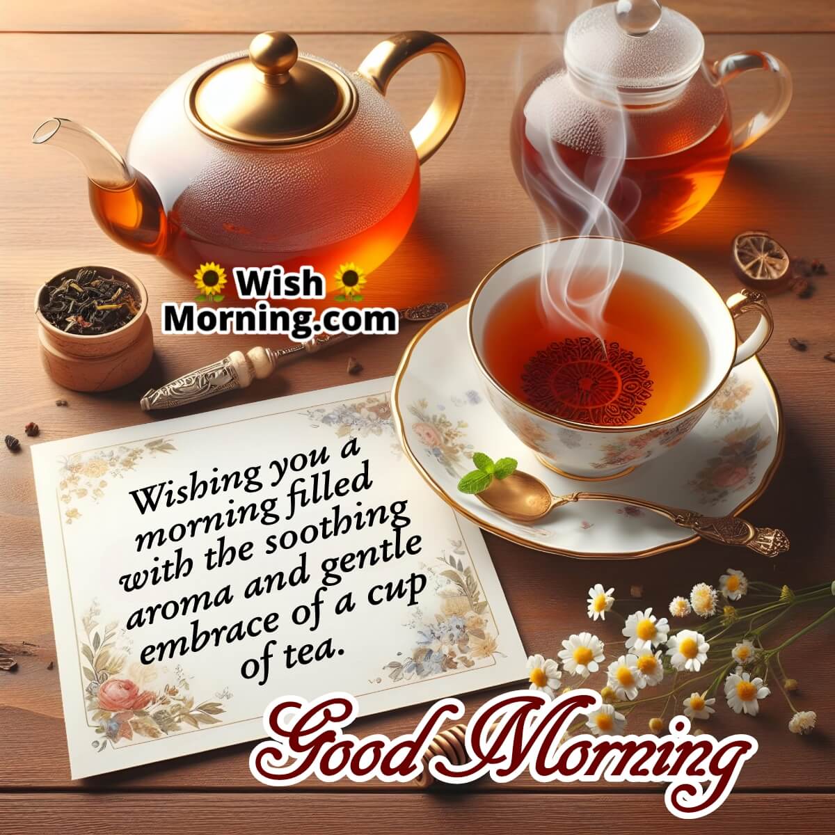 Good Morning Wish On Tea