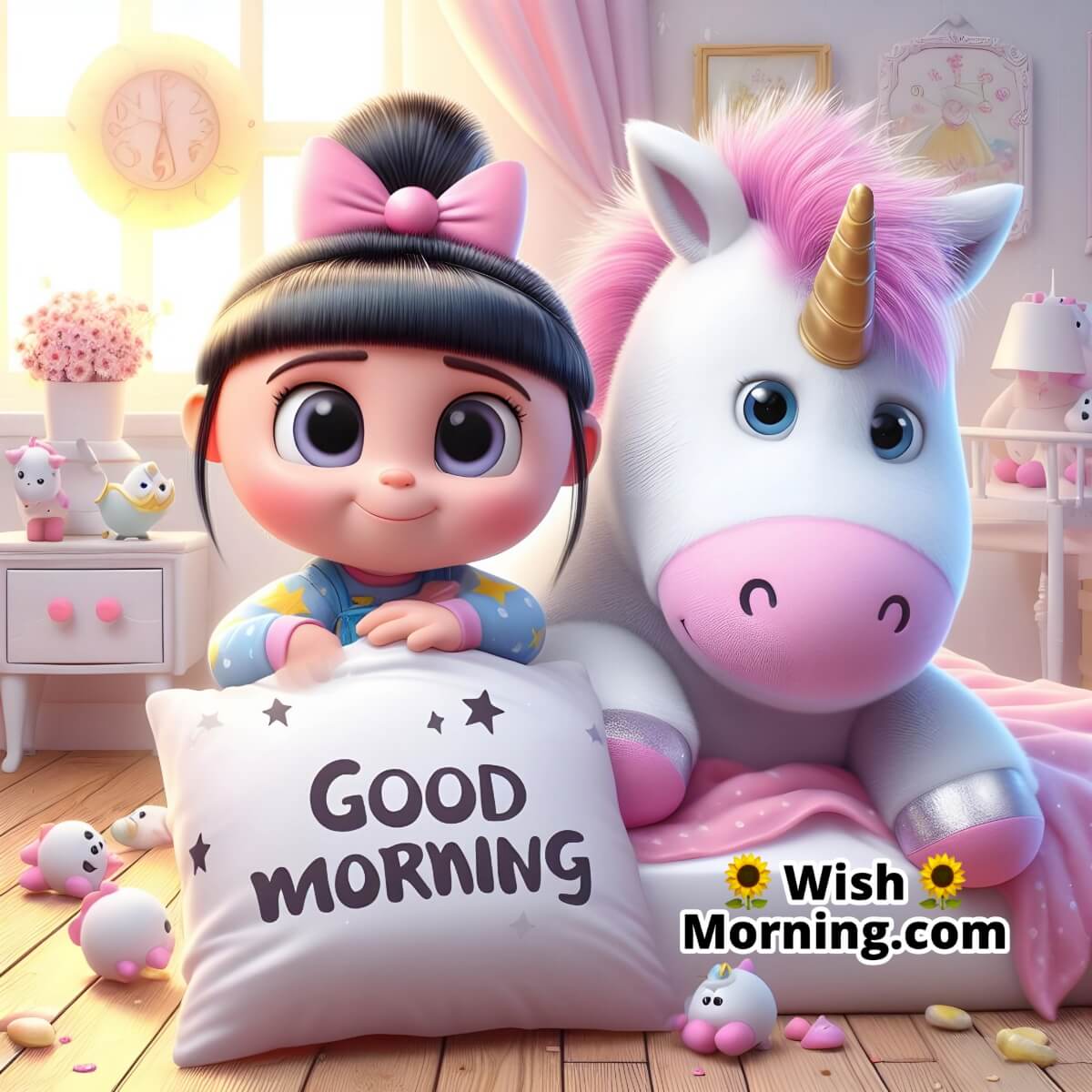 Good Morning Agnes With Unicorn Plush