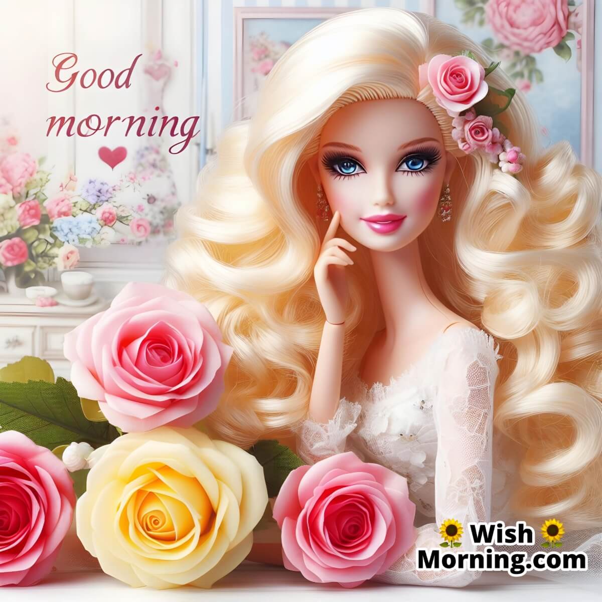 Good Morning Barbie With Roses