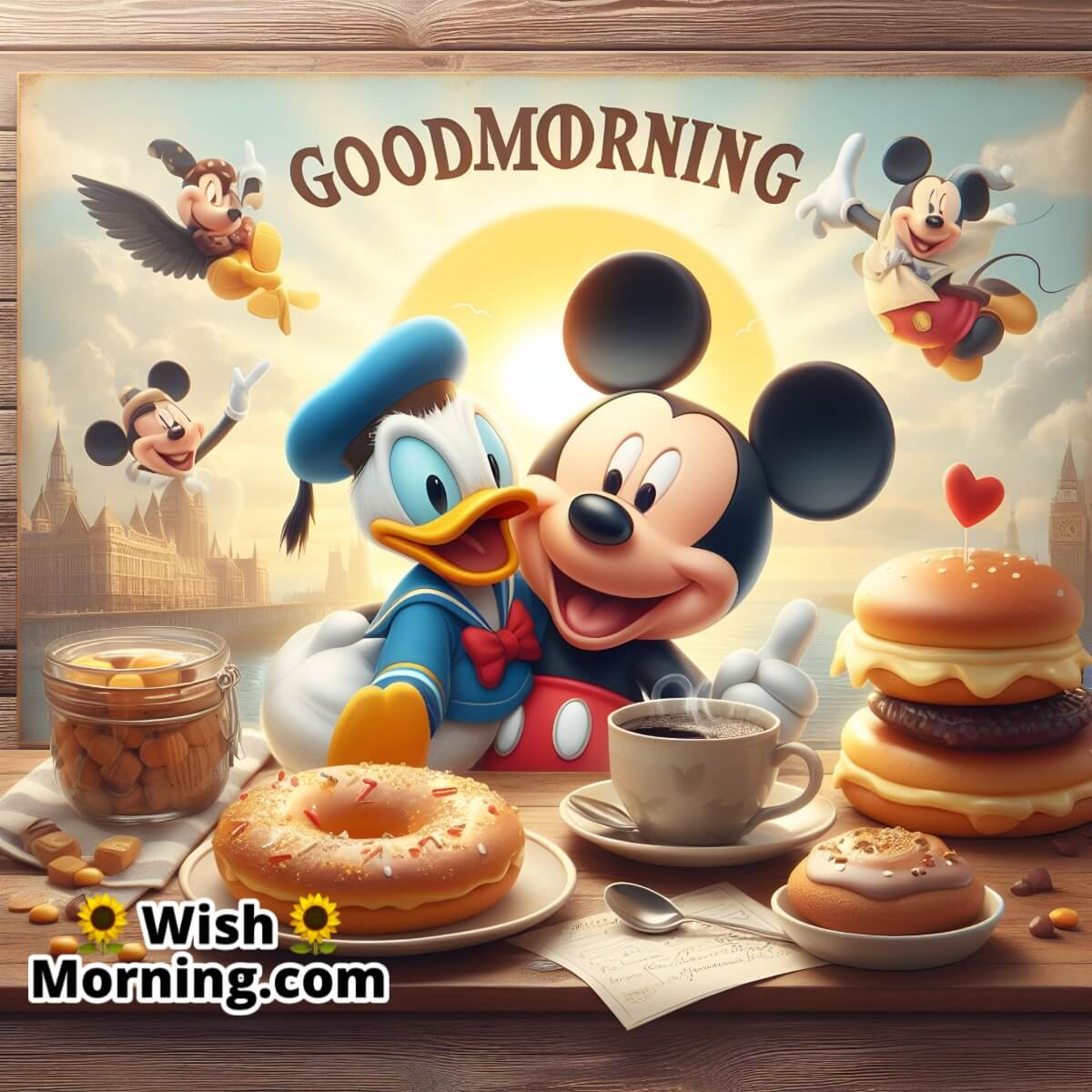 Good Morning Mickey And Donald Duck On Breakfast