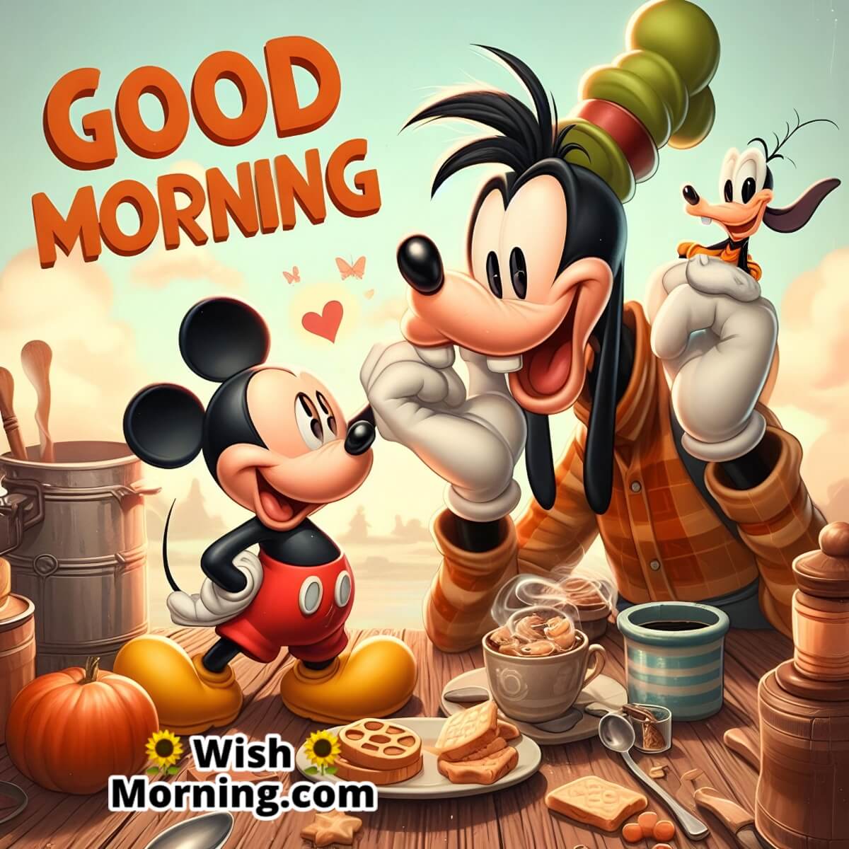 Good Morning Mickey And Goofy On Breakfast