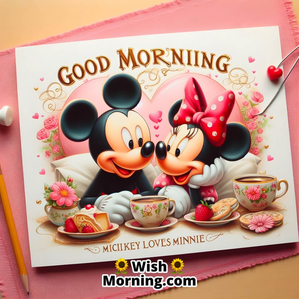 Good Morning Mickey And Minnie Coffee Time
