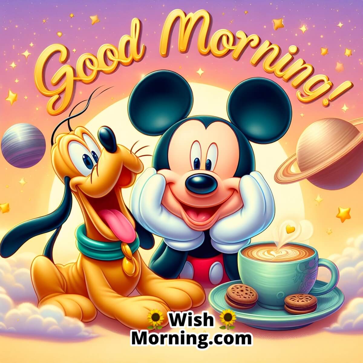 Good Morning Mickey And Pluto Tea Time