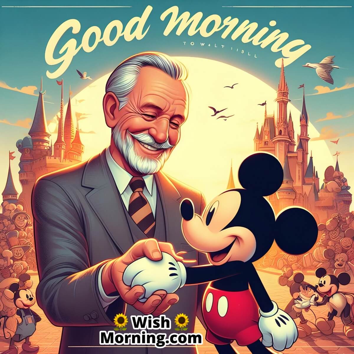Good Morning Mickey And Walt Disney At Disney Land