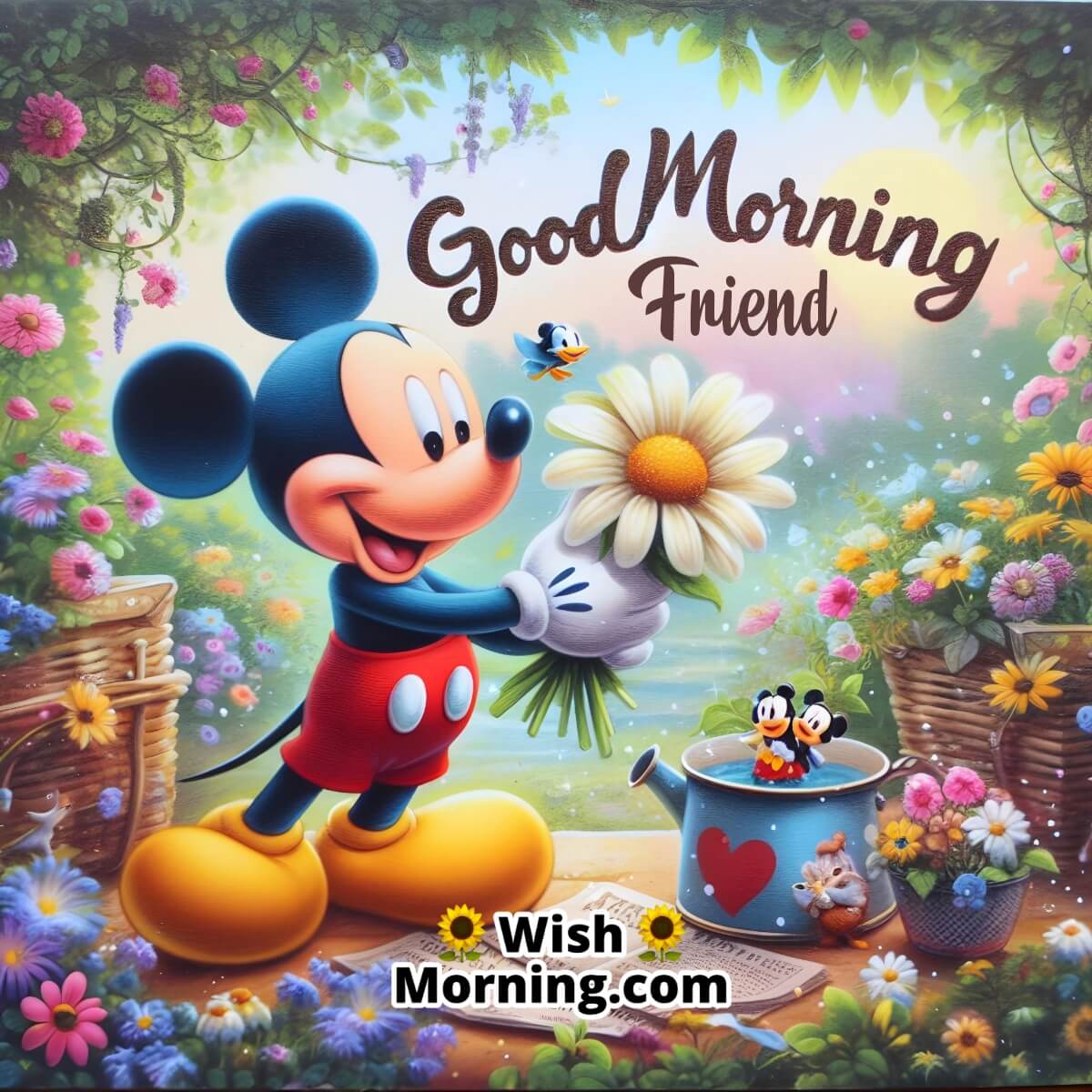 Good Morning Mickey Flower For Friend