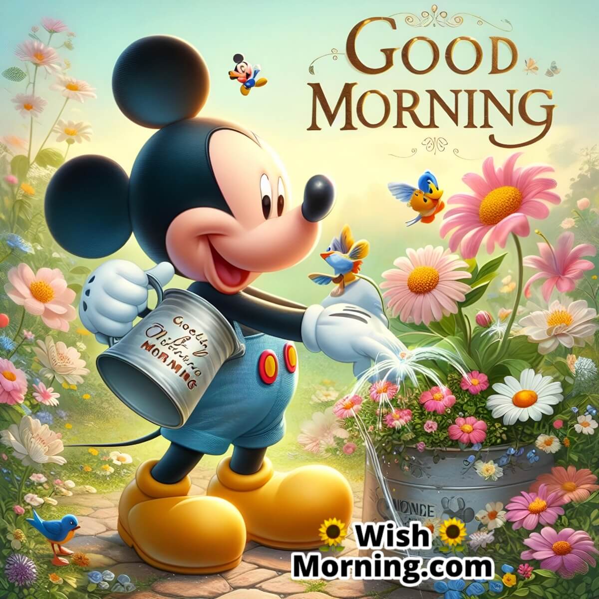 Good Morning Mickey Watering Flowers