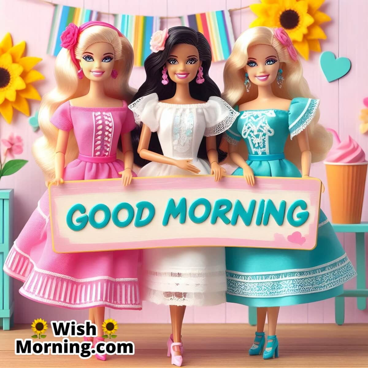 Goid Morning Barbie With Sisters Pic