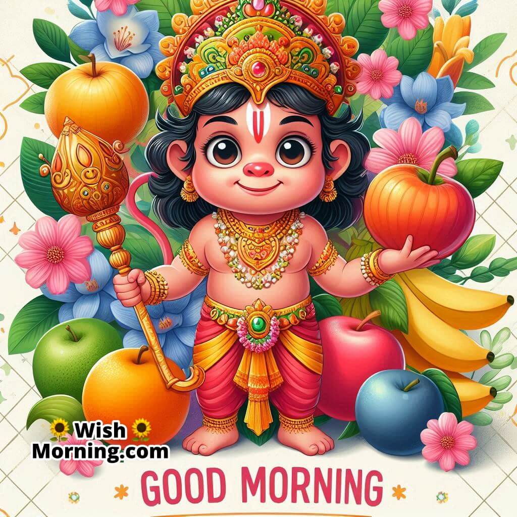 Good Morning Baby Hanuman With Fruits