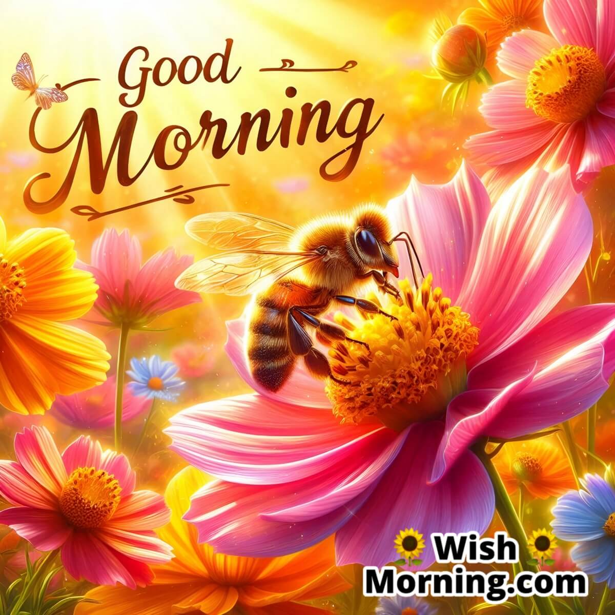 Good Morning Honey Bee On Flower