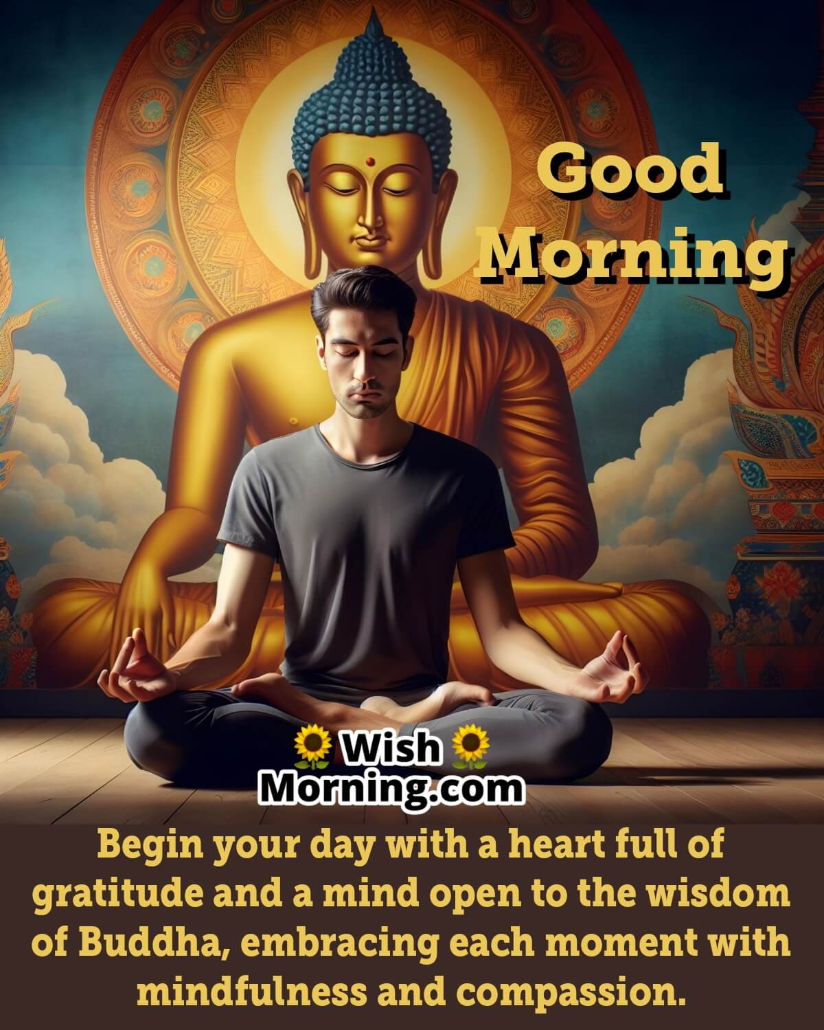 Gratitude Meditation With Buddha In Morning