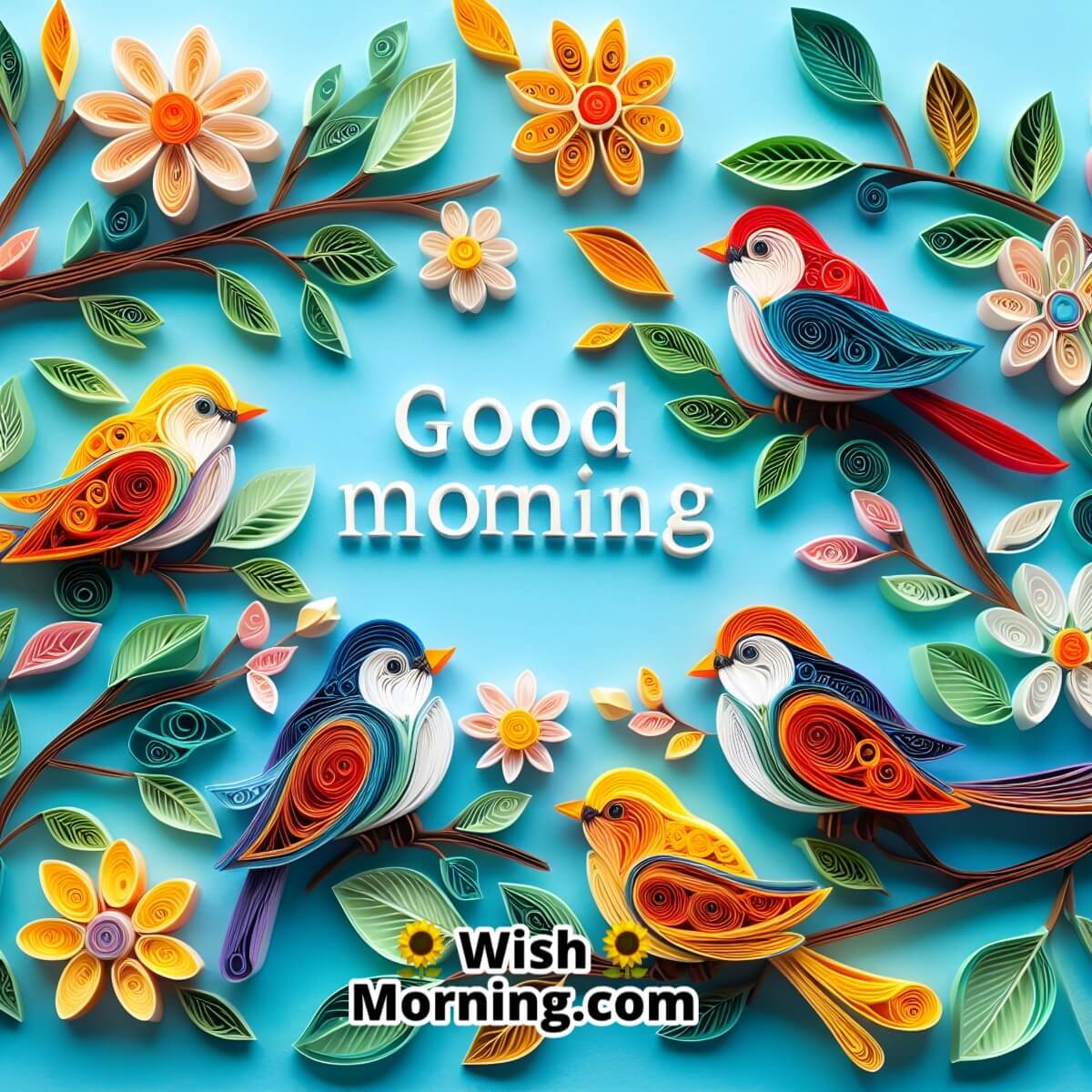 Quilling Birds Good Morning Image