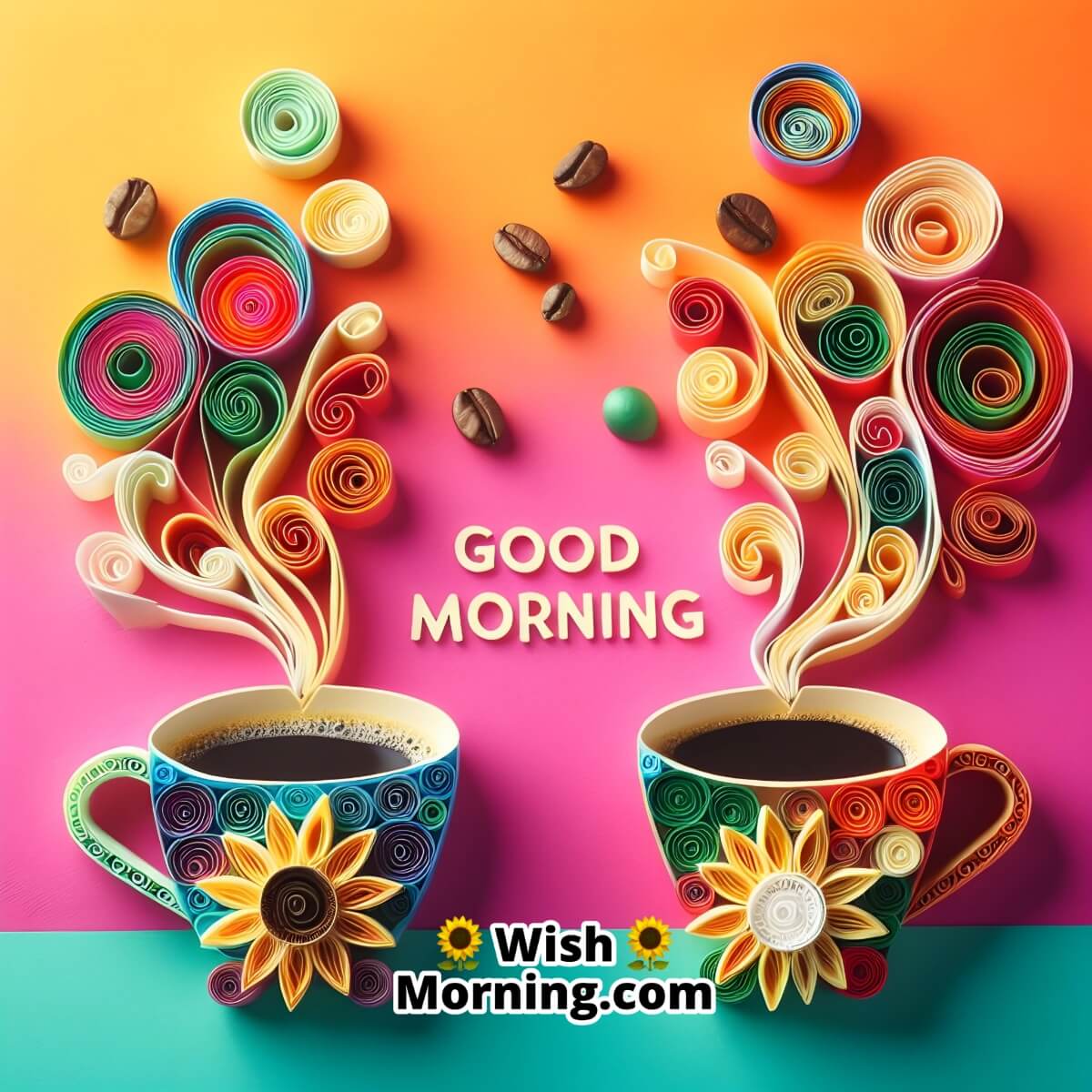 Quilling Coffee Good Morning Image