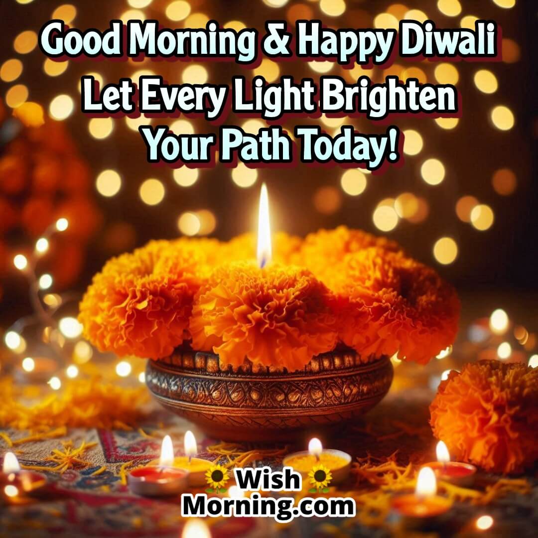 Good Morning Happy Diwali Floral Diya