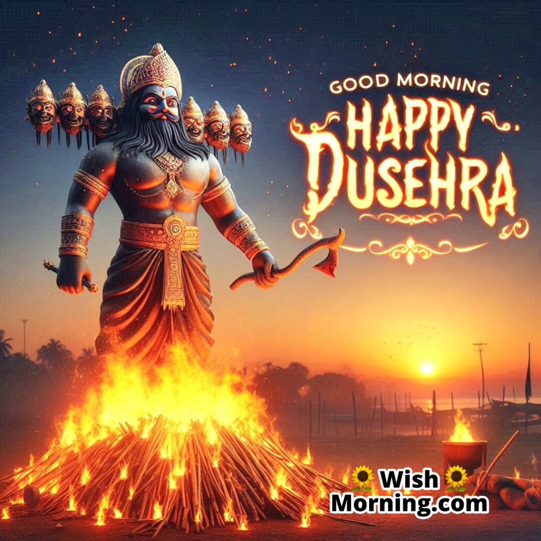 Good Morning Happy Dussehra Effigy Burning Image