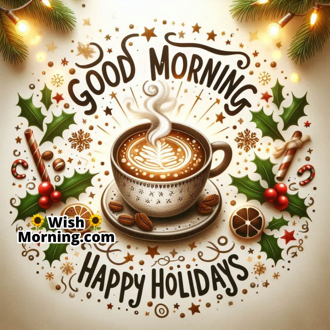 Coffee And Lights Happy Holidays Morning Image