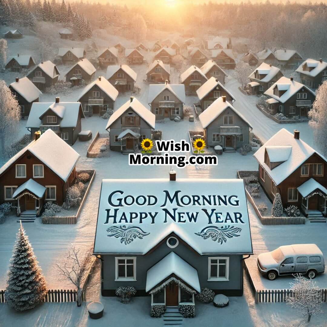 Good Morning Happy New Year Snowfall Town
