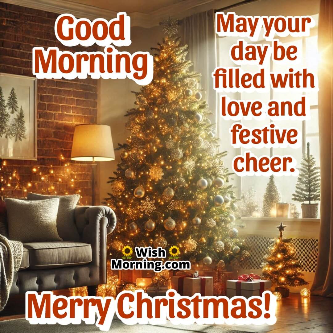 A decorated Christmas tree in a cozy living room, perfect for Christmas morning wishes.
