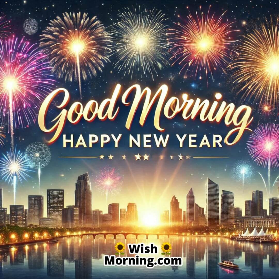 Good Morning New Year’s Day Fireworks Lighting Pic