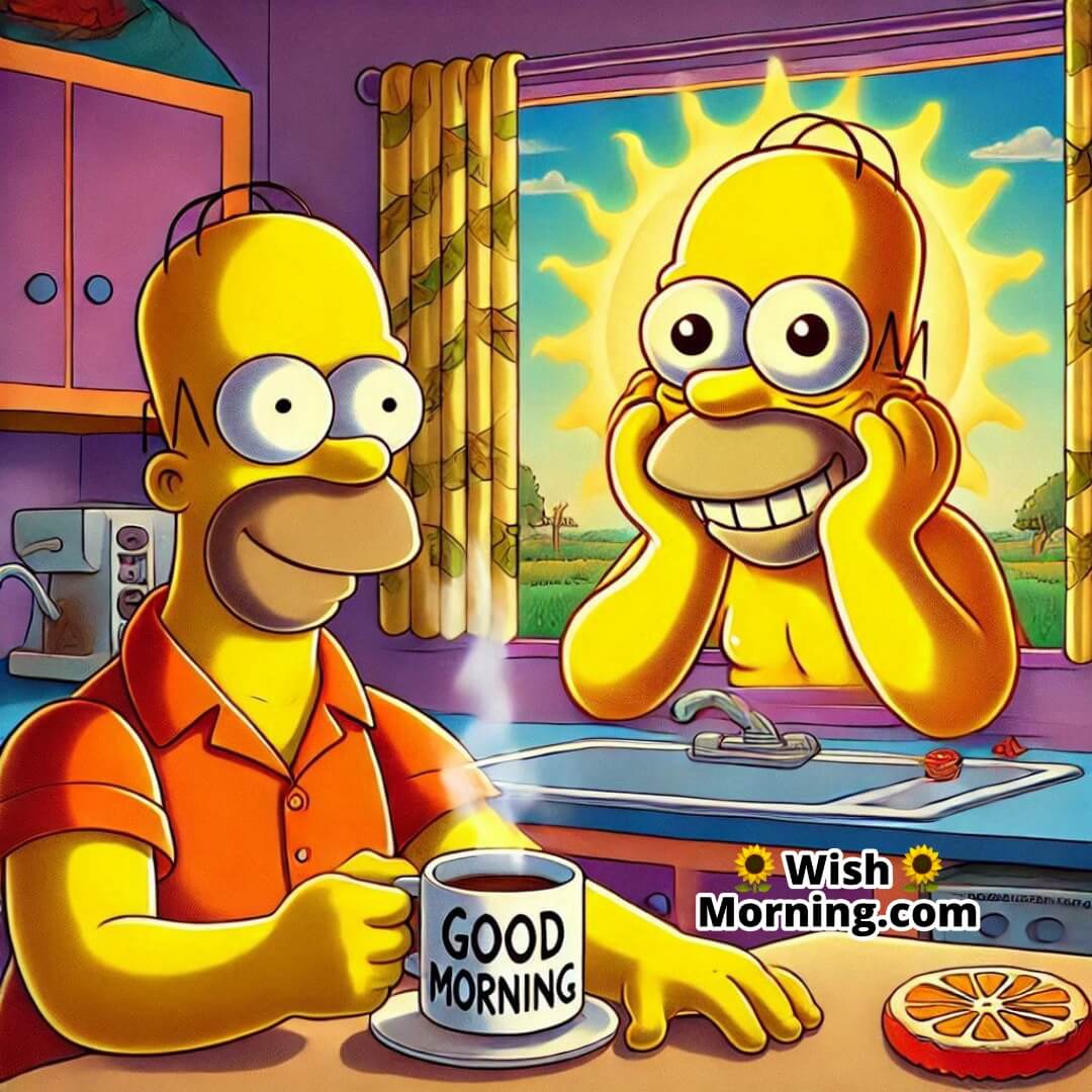 Good Morning Dark Yellow Homer Simpson Pic