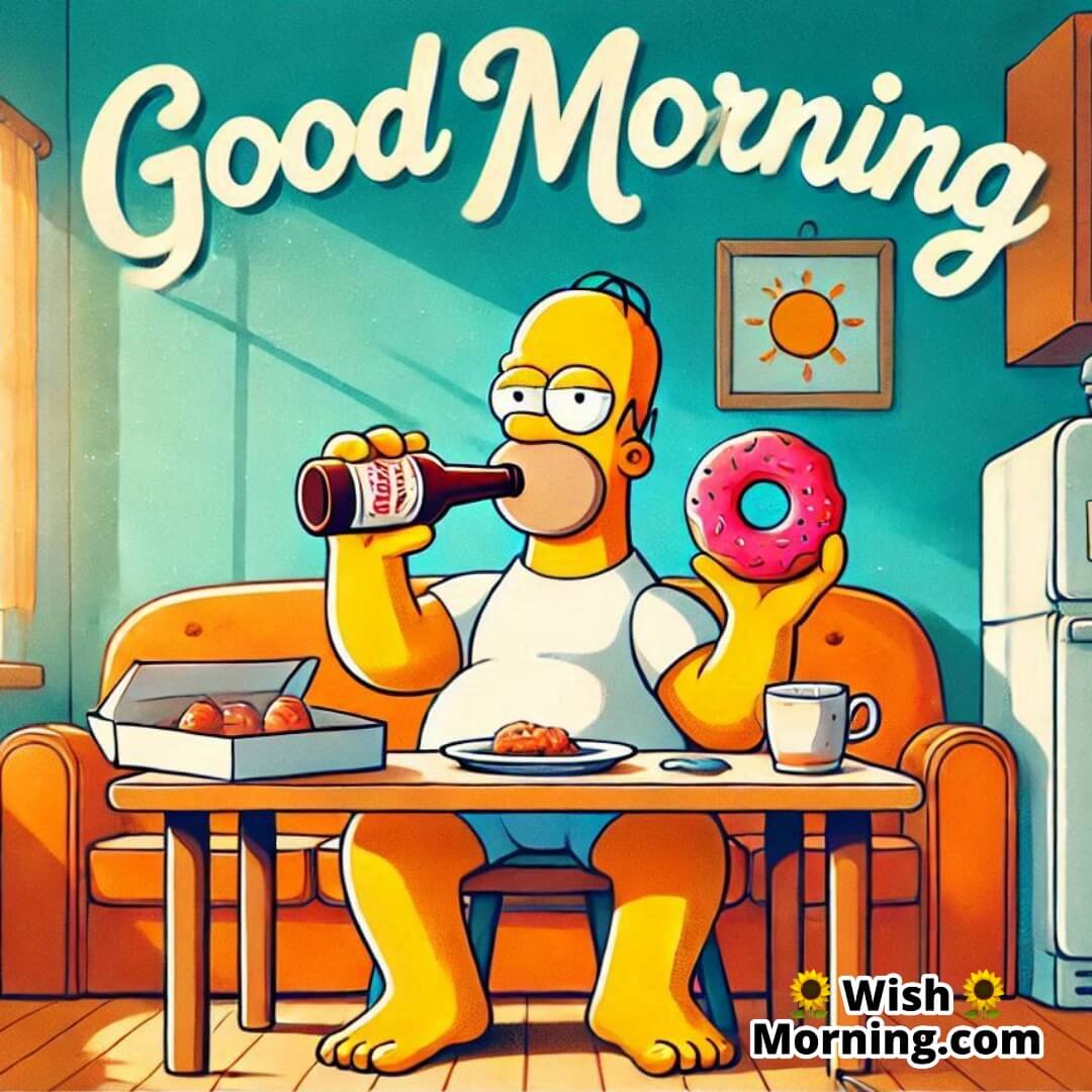 Good Morning Homer Simpson Beer And Donut