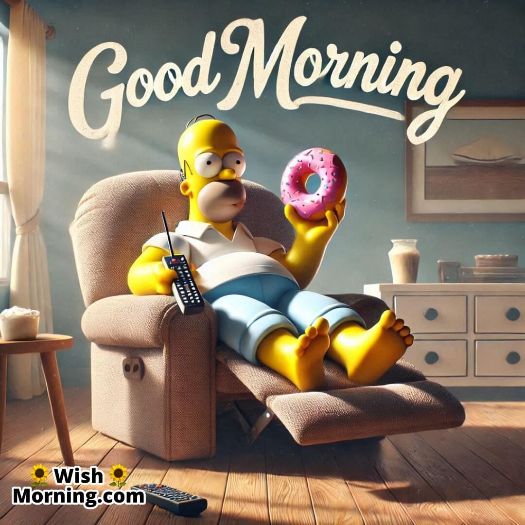 Homer Simpson Lazy Boy Recliner Relaxing Morning