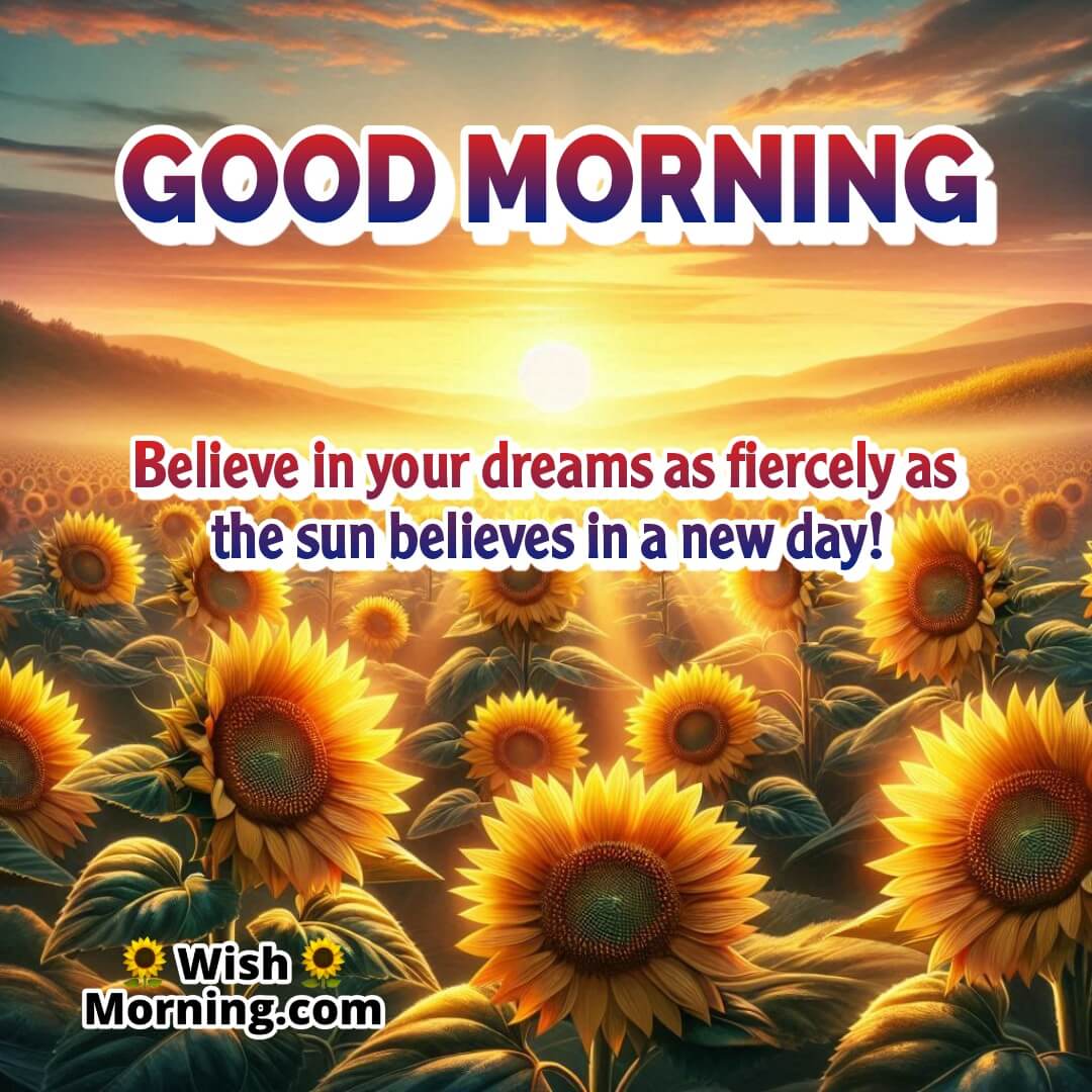 Sunflowers facing the sunrise, symbolizing belief in dreams.