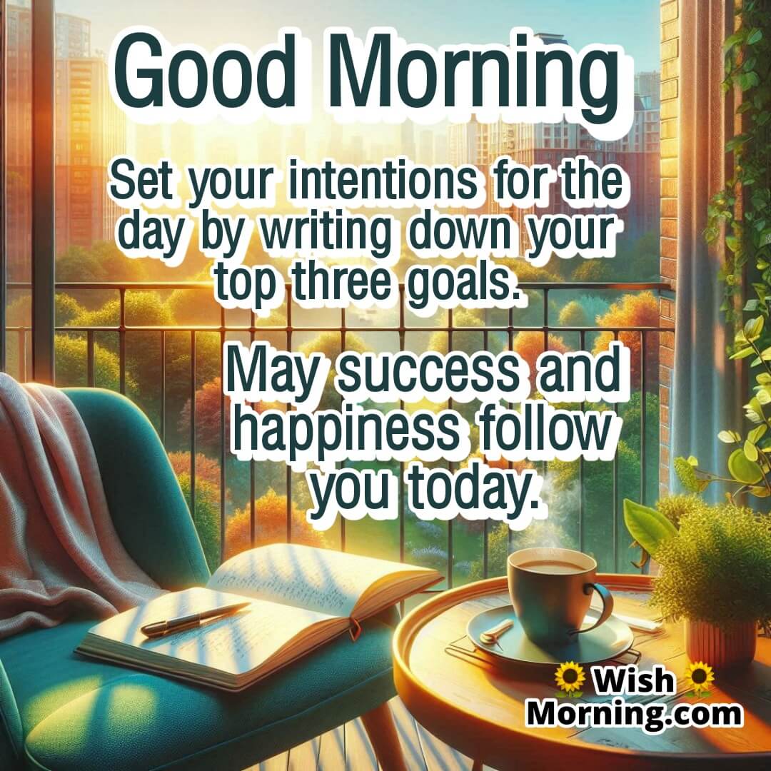 A peaceful balcony scene symbolizing clarity and fresh goals for the new day.
