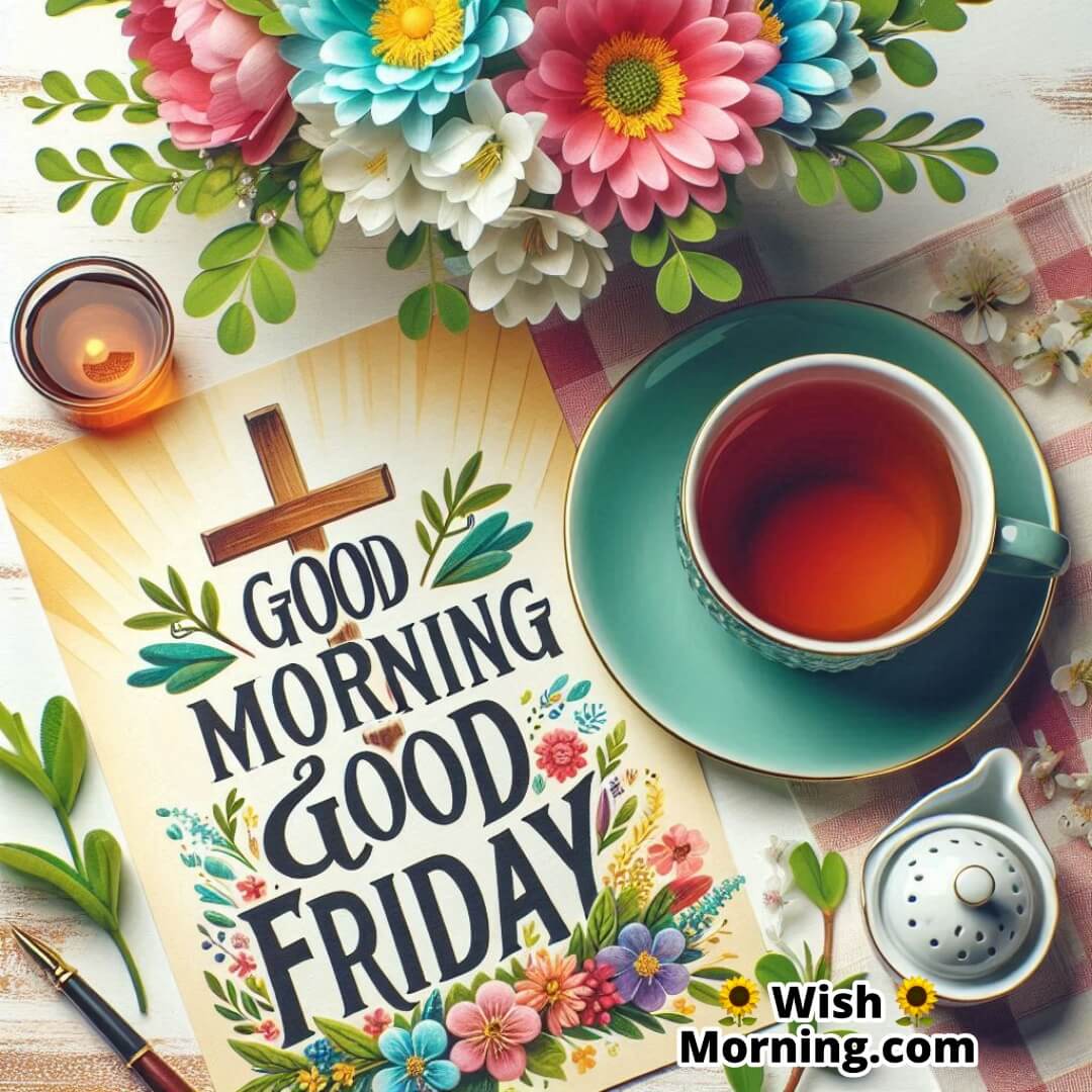 Good Morning Good Friday With Tea & Spring Flowers