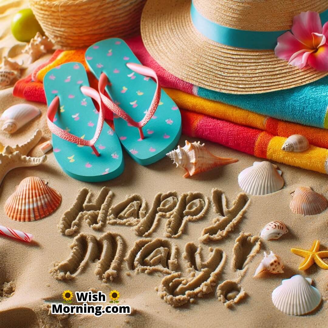 Relaxing beach setting celebrating the warm and happy days of May.