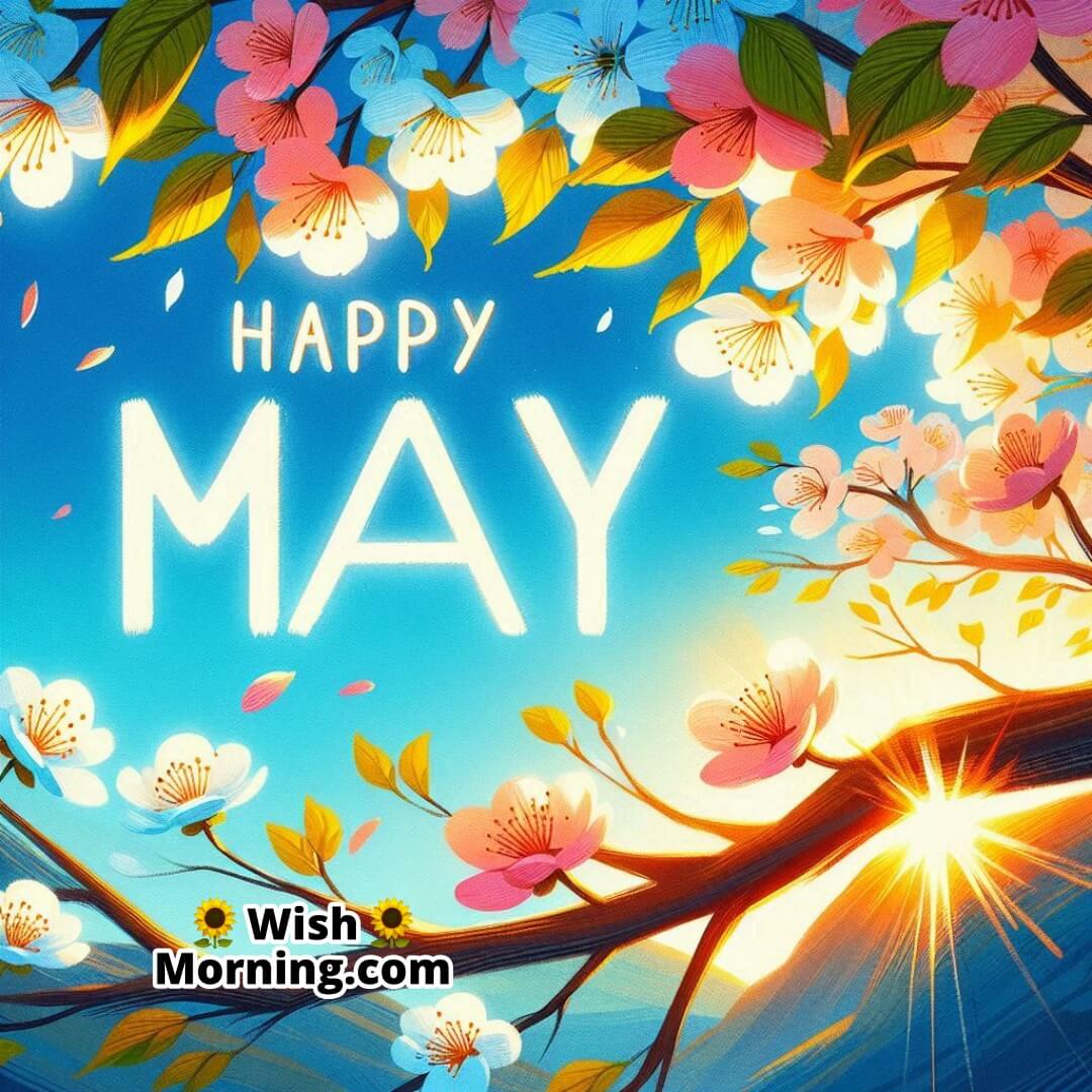 Happy May Blossoming Trees And Clear Skies Image