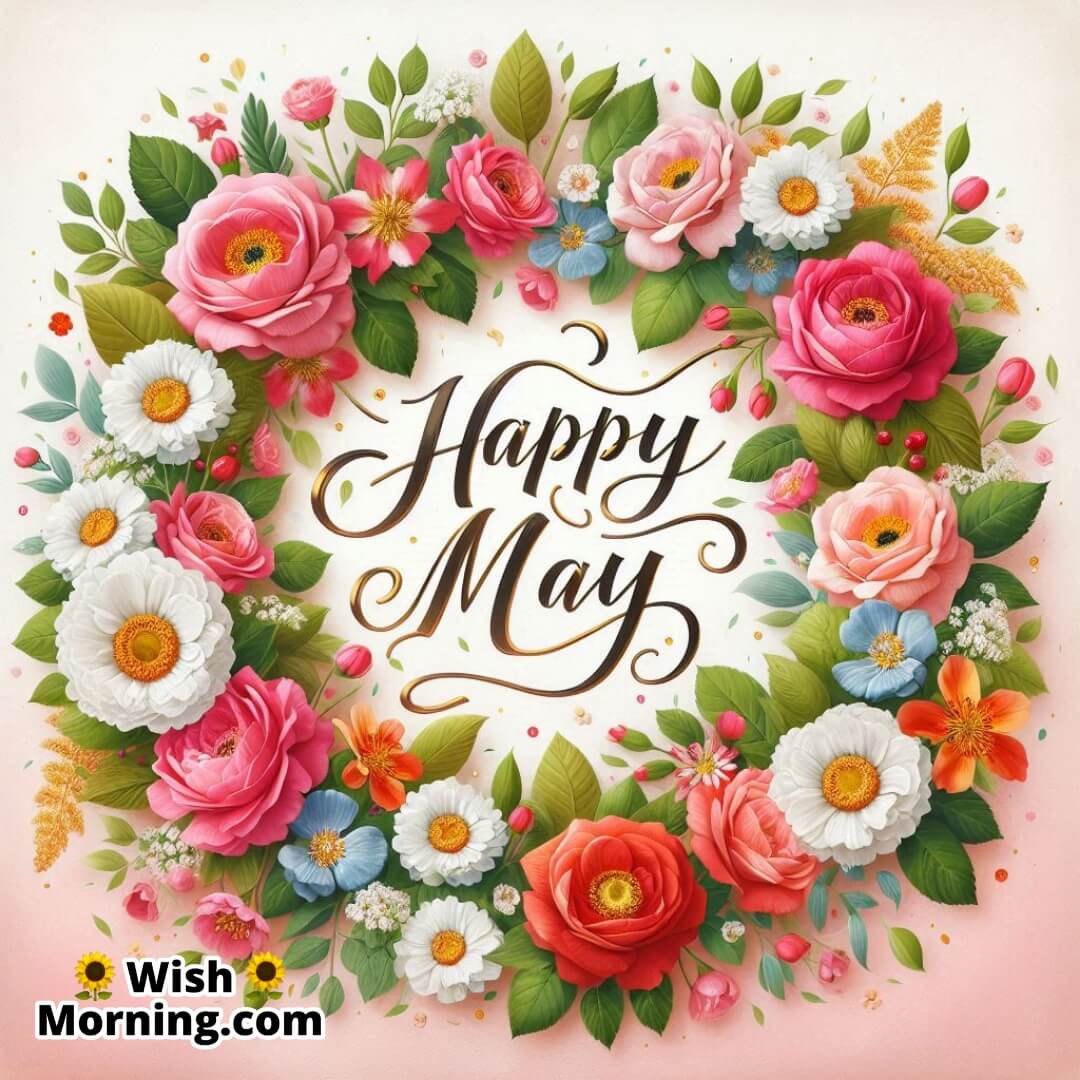 Happy May Floral Wreath Image