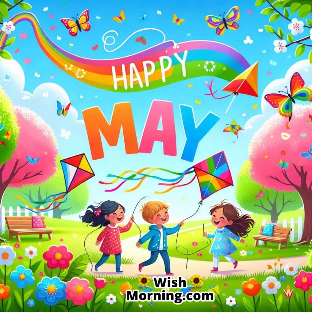 Joyful outdoor scene full of life celebrating the happiness of May.