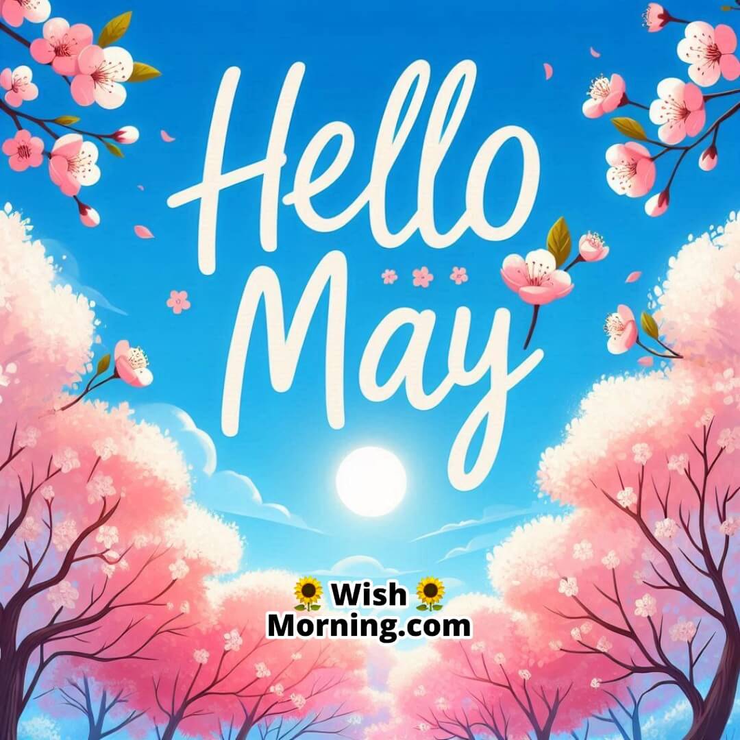 Tranquil skies and blossoming trees reflecting the serenity and freshness of May.