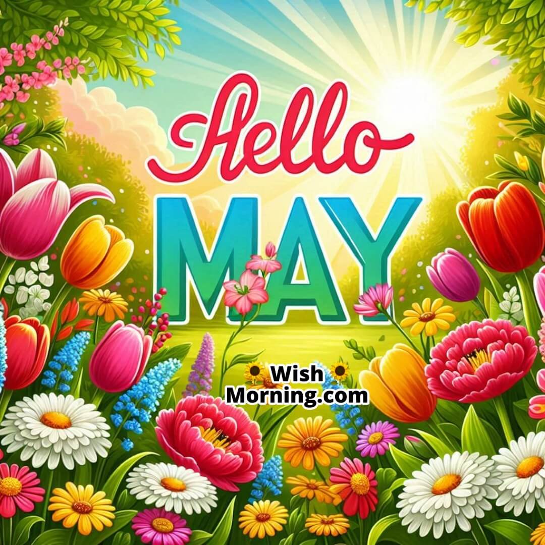 A joyful burst of colorful blossoms symbolizing May’s cheerful arrival and nature’s renewal.