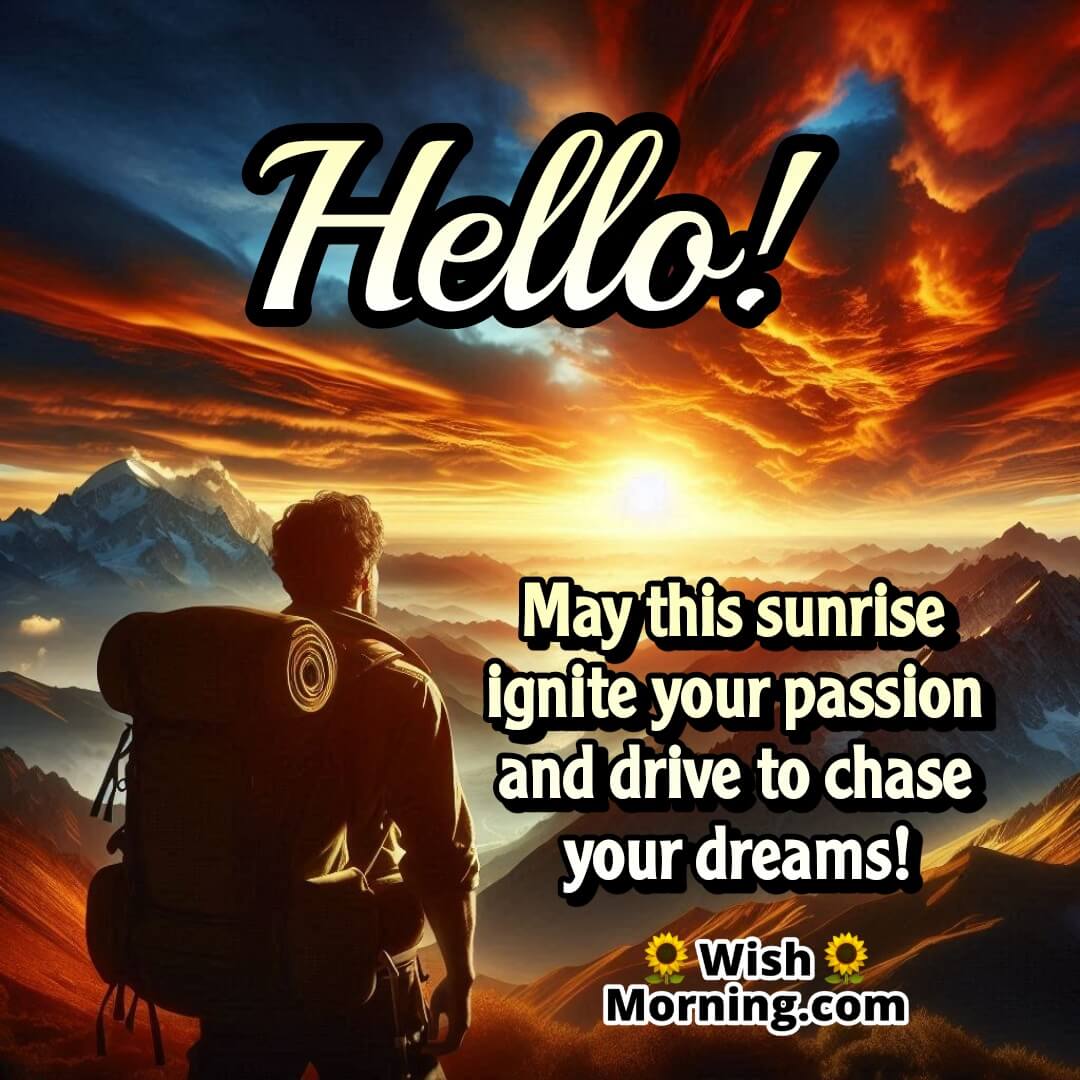 Hiker gazing at a fiery sunrise, symbolizing passion.