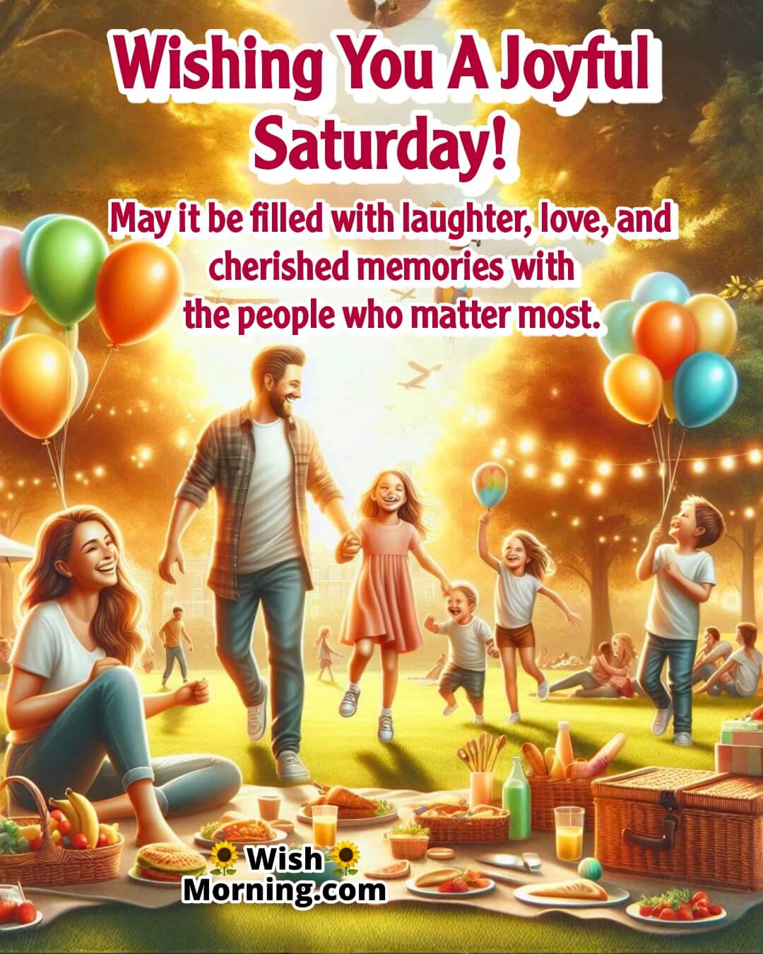 Saturday image with a happy family picnic, symbolizing joy, love, and cherished memories.
