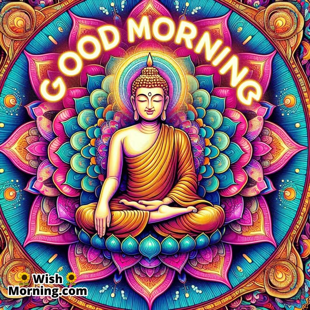 Good Morning Buddha With Mandala Background Image
