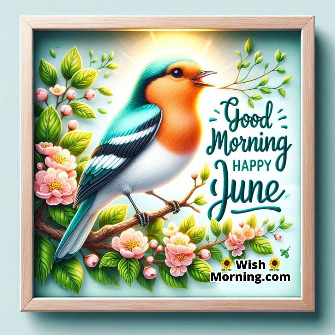 Good Morning Happy June Chirping Bird Morning Card