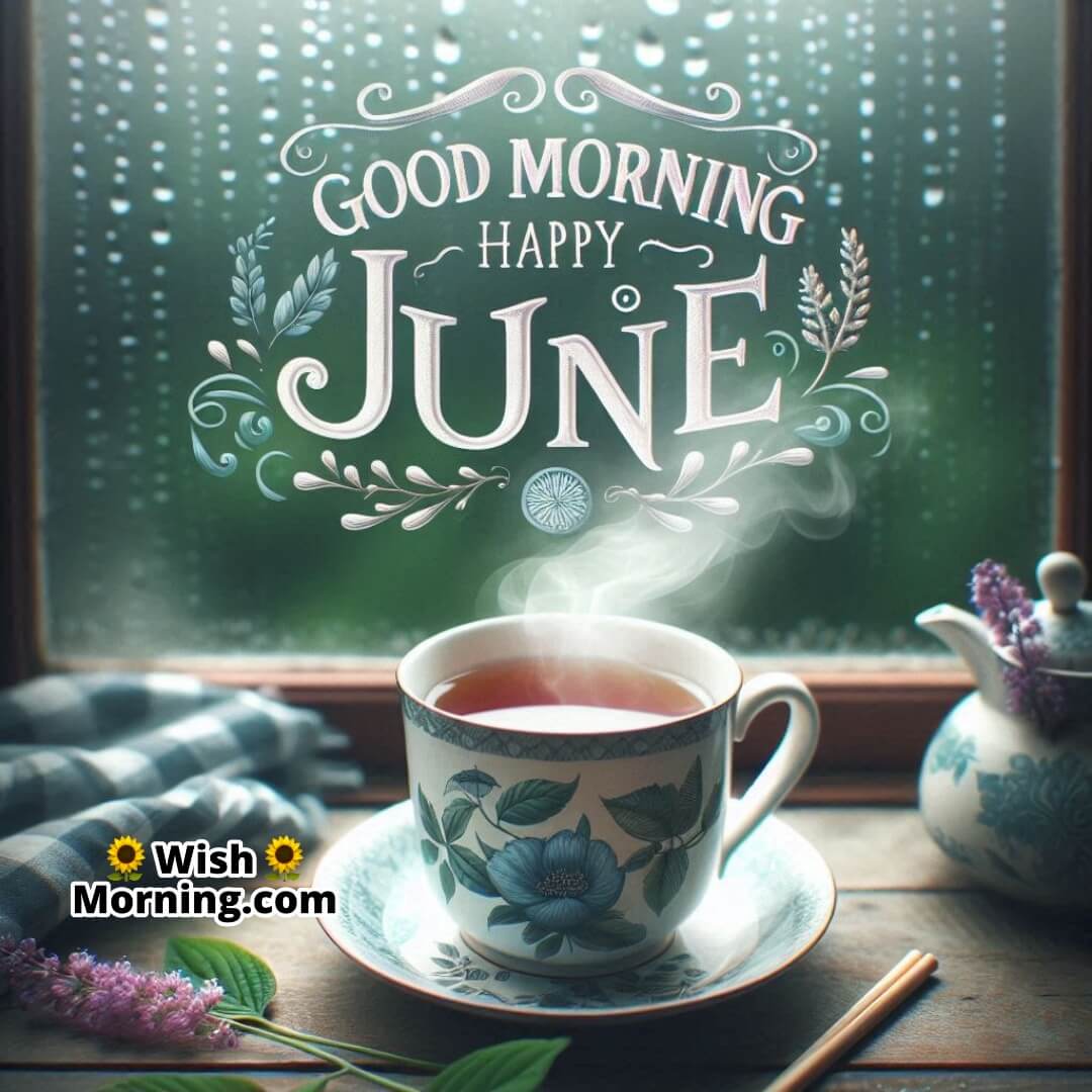 Good Morning Happy June Rainy Tea Image