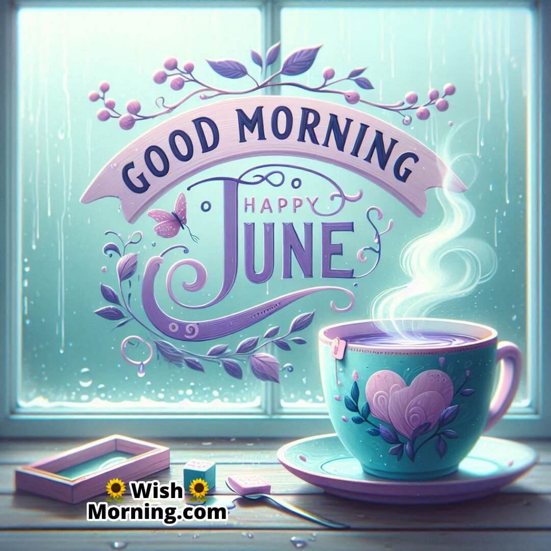 Good Morning Happy June felt through a warm tea moment during summer rains.