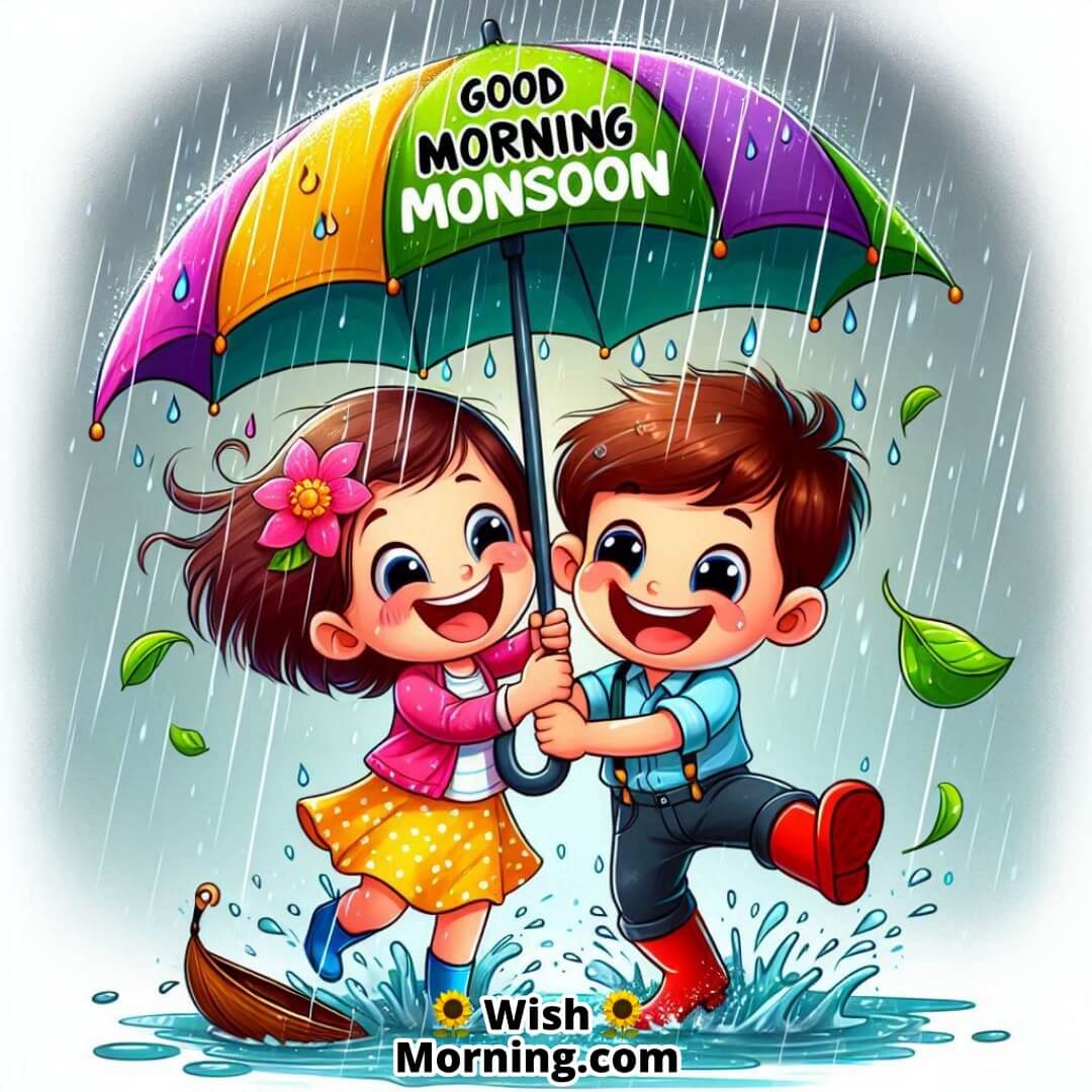 Good Morning Happy Monsoon Umbrella Pic