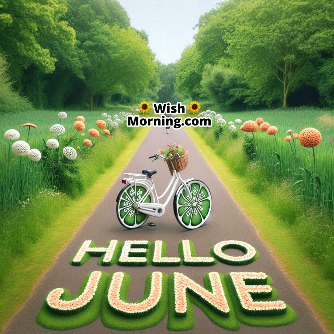 Hello June Bicycle Ride In Countryside Image
